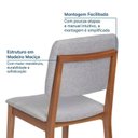 Ver imagem 5 de Kit 6 Cadeiras Madeira Maciça Estofada Linho Miriti CabeCasa MadeiraOriginals Cinza/Caramelo