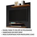 Ver imagem 2 de Painel de Parede para Tv 42” com 3 Prateleiras para Sala ou Quarto - Jm3 Móveis:preto/nature