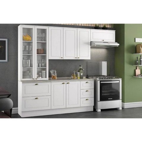 Cozinha Modulada Henn Americana 5 Peças (2 Armários + 1 Balcão + 2 Complementos) C5p13 Branco