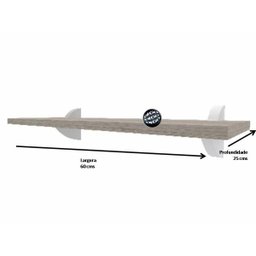 Prateleira 25x60 cms com suporte incluso DECORE CLIP 2560 - Freixo FF (Finish Foil) com textura de m - 2