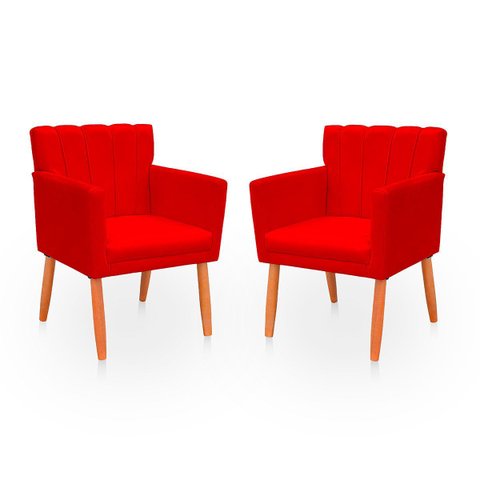 Kit com 2 Poltronas Cadeiras Elegante Confortável e Reforçada para Sala Carol Suede
