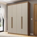 Ver imagem 1 de Guarda-Roupa Solteiro 4 Portas Batentes Rustic/Crema/Rustic Venus Madesa