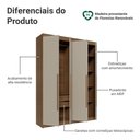 Ver imagem 4 de Guarda-Roupa Solteiro 4 Portas Batentes Rustic/Crema/Rustic Venus Madesa