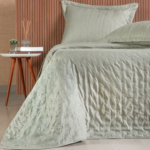 Kit Colcha Casal Sensatti 3d Embossed 220x240cm Verde Alfafa