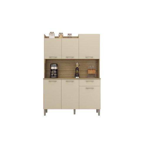 Armário de Cozinha Pequeno 6 Portas 1 Gaveta Genova Kits Paraná