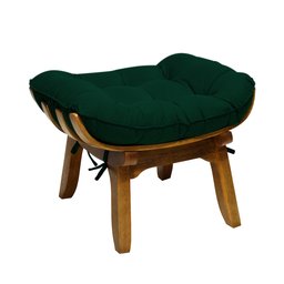 Kit Poltrona + Puff Costela Decoração Descanso Veludo Verde - 5