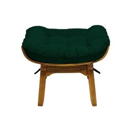 Kit Poltrona + Puff Costela Decoração Descanso Veludo Verde - 6