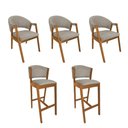 Ver imagem 1 de Kit 3 Cadeiras de Jantar Helen Madeira Maciça com 2 Banquetas Ana Cerejeira Premium Linho Bege