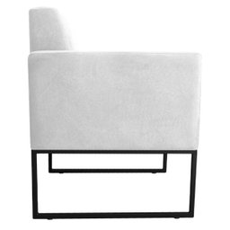 Kit 2 Poltronas Bella Base de Ferro Preta Suede Branco - Doce Sonho Móveis - 5
