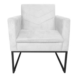 Kit 2 Poltronas Bella Base de Ferro Preta Suede Branco - Doce Sonho Móveis - 4