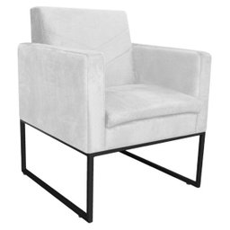 Kit 2 Poltronas Bella Base de Ferro Preta Suede Branco - Doce Sonho Móveis - 2