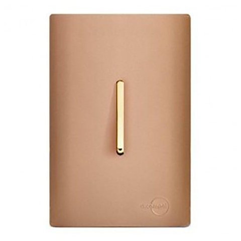 Conjunto Interruptor Intermediario Vertical com Suporte 4x2 - Dicompel Novara Ouro Rose Gold