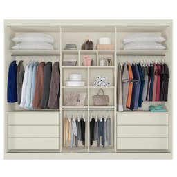Guarda Roupa Bragança 3 Portas Espelhada 100% Mdf Off White Peroba - Móveis Europa - 5