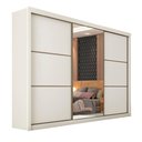 Ver imagem 4 de Guarda Roupa Bragança 3 Portas Espelhada 100% Mdf Off White Peroba - Móveis Europa