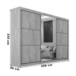 Guarda Roupa Bragança 3 Portas Espelhada 100% Mdf Off White Peroba - Móveis Europa - 6