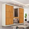 Guarda Roupa Bragança 3 Portas Espelhada 100% Mdf Off White Peroba - Móveis Europa - 1