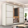 Guarda Roupa Bragança 3 Portas Espelhada 100% Mdf Off White Peroba - Móveis Europa - 3