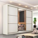 Ver imagem 3 de Guarda Roupa Bragança 3 Portas Espelhada 100% Mdf Off White Peroba - Móveis Europa