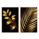 Ver imagem 1 de kit com 2 Quadros Decorativos Florais com Moldura e Vidro para Sala Quarto Escritório e Clínica 82x1