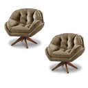 Ver imagem 1 de Kit 2 Poltrona Decorativa Califórnia Giratória Suede Capuccino - Fm