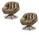 Ver imagem 1 de Kit 2 Poltrona Decorativa Califórnia Giratória Suede Capuccino - Fm