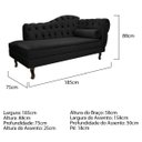 Ver imagem 3 de Recamier Diana 185cm Lado Esquerdo Suede Preto - Doce Sonho Móveis