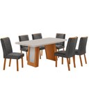 Ver imagem 2 de Mesa de Jantar Carolina Tampo 180cm MDF com Vidro Canto Copo e 6 Cadeiras Liz
