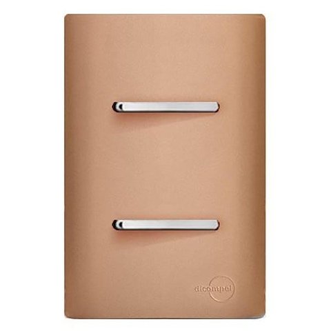 Conjunto Interruptor Duplo Simples com Suporte 4x2 - Dicompel Novara Ouro Rose Cromado