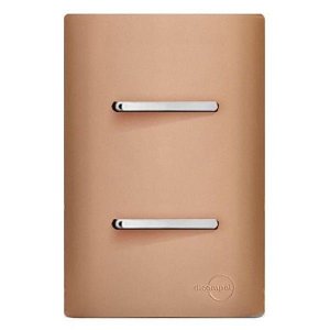 Conjunto Interruptor Duplo Paralelo com Suporte 4x2 - Dicompel Novara Ouro Rose Cromado