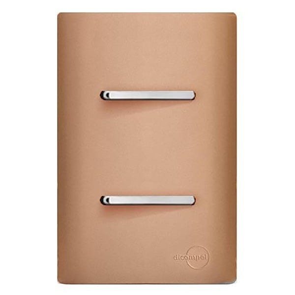Conjunto Interruptor Duplo Paralelo com Suporte 4x2 - Dicompel Novara Ouro Rose Cromado - 1