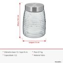 Ver imagem 7 de Pote Hermético de Vidro 1,2L Transparente 16x12x12cm Mantimentos Cozinha Tampa
