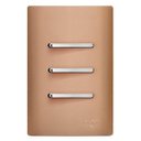 Ver imagem 1 de Conjunto Interruptor Triplo Simples com Suporte 4x2 - Dicompel Novara Ouro Rose Cromado