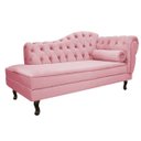 Ver imagem 1 de Recamier Diana 160cm Lado Esquerdo Suede Rosa Bebê - Doce Sonho Móveis