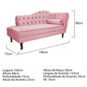 Ver imagem 3 de Recamier Diana 160cm Lado Esquerdo Suede Rosa Bebê - Doce Sonho Móveis