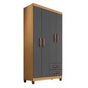 Ver imagem 1 de Guarda Roupa Solteiro 4 Portas e 2 Gavetas Monique Carvalho/grafite - Pallazio