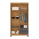 Ver imagem 3 de Guarda Roupa Solteiro 4 Portas e 2 Gavetas Monique Carvalho/grafite - Pallazio