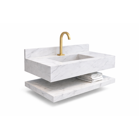 Bancada Banheiro Porcelanato 80cm com Válvula Oculta Branco:branco