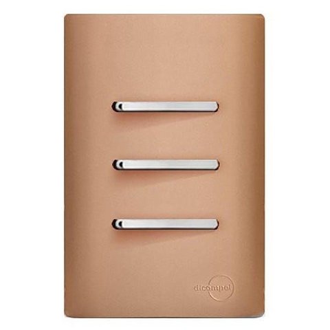 Conjunto Interruptor Triplo Paralelo com Suporte 4x2 - Dicompel Novara Ouro Rose Cromado