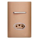 Ver imagem 1 de Conjunto Interruptor Paralelo + Tomada 20a com Suporte 4x2 - Dicompel Novara Ouro Rose Cromado -