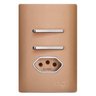 Conjunto Interruptor Duplo Simples + Tomada 10A com Suporte 4x2 - Dicompel Novara Ouro Rose Cromado - 1
