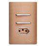 Conjunto Interruptor Duplo Paralelo + Tomada 20a com Suporte 4x2 - Dicompel Novara Ouro Rose Cromado - 1