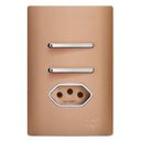 Ver imagem 1 de Conjunto Duplo (1 Simples + 1 Paralelo) + Tomada 10a com Suporte 4x2 -novara Ouro Rose Cromado