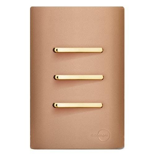 Conjunto Interruptor Triplo (2 Simples + 1 Paralelo) com Suporte 4x2 - Dicompel Novara Ouro Rose Gol - 1