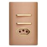 Conjunto Interruptor Duplo Simples + Tomada 10a com Suporte 4x2 - Dicompel Novara Ouro Rose Gold - 1