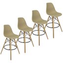 Ver imagem 1 de Kit 4 Banquetas Charles Eames Eiffel Wood Design Base Fixa Madeira - Bege