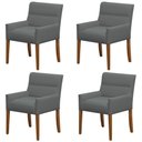 Ver imagem 1 de Kit 4 Cadeiras para Mesa de Jantar Angel Base Madeira Corano Cinza - Nexta Casa