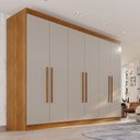 Ver imagem 1 de Guarda-Roupa Casal 6 Portas 6 Gavetas 100% MDF Órion Plus Cinza/Jequitibá/Granizo
