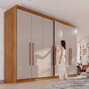Ver imagem 6 de Guarda-Roupa Casal 6 Portas 6 Gavetas 100% MDF Órion Plus Cinza/Jequitibá/Granizo