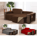 Ver imagem 5 de Capa de sofá retratil matelado tamanho king 5 e 6 lugares 2,5m marrom e caqui