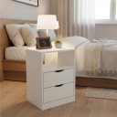 Ver imagem 4 de Mesa de Cabeceira 2 Gavetas Branca Mdf Nicho Quarto Montada